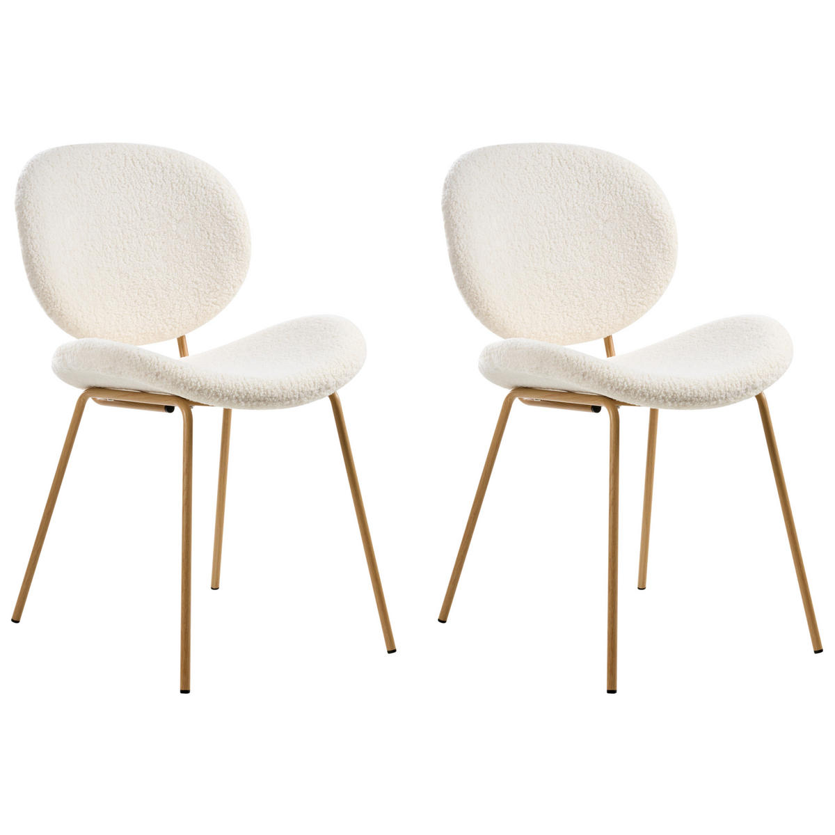 ESSZIMMERSTUHL 2er-Set Hellbraun/Weiß Luana - Hellbraun/Weiß, Textil (50/80/52cm) - Beliani