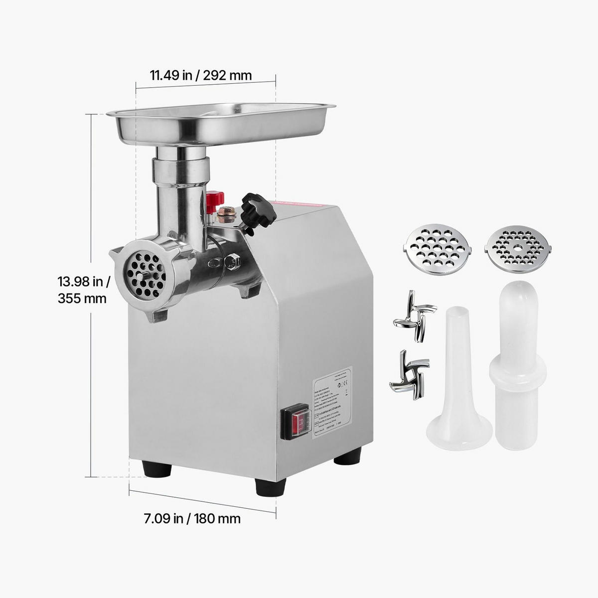 FLEISCHWOLF Gewerblicher elektrischer 8 Edelstahl Silberfarben - Silberfarben, Metall (24/39.01/37cm) - Rolipo