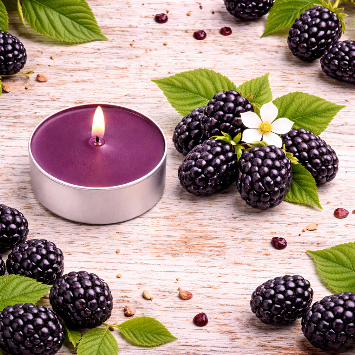 TEELICHT mit Duft - Brombeere - 36er Pack - Brombeere, Naturmaterialien (4/1.5/4cm) - HS Candle