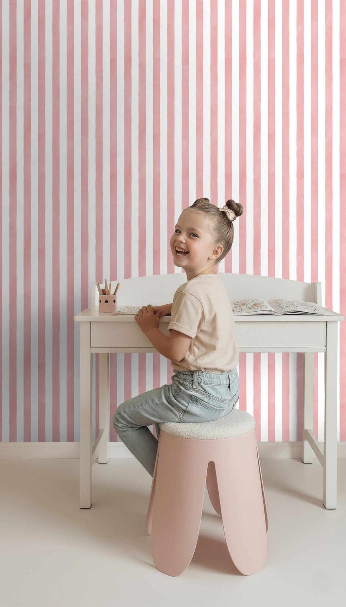 TAPETE Streifenmuster 50 x 900 cm - Pink, Papier (50/0.1cm) - ESTAhome