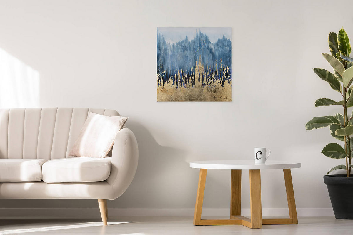 ACRYLBILD HANDGEMALT 60/60 cm - Blau, Holz/Textil (60/60cm) - KUNSTLOFT