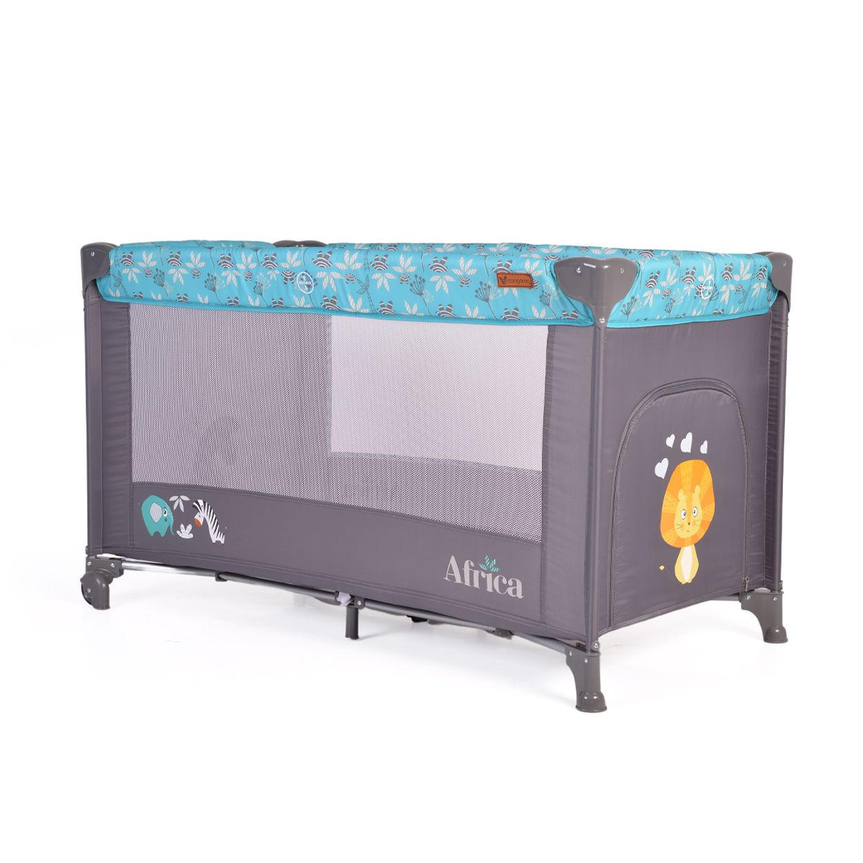 REISEBETT Africa türkis Laufstall Seiteneingang Matratze Sichtfenster Tasche - Türkis, Kunststoff (60/120cm) - Cangaroo