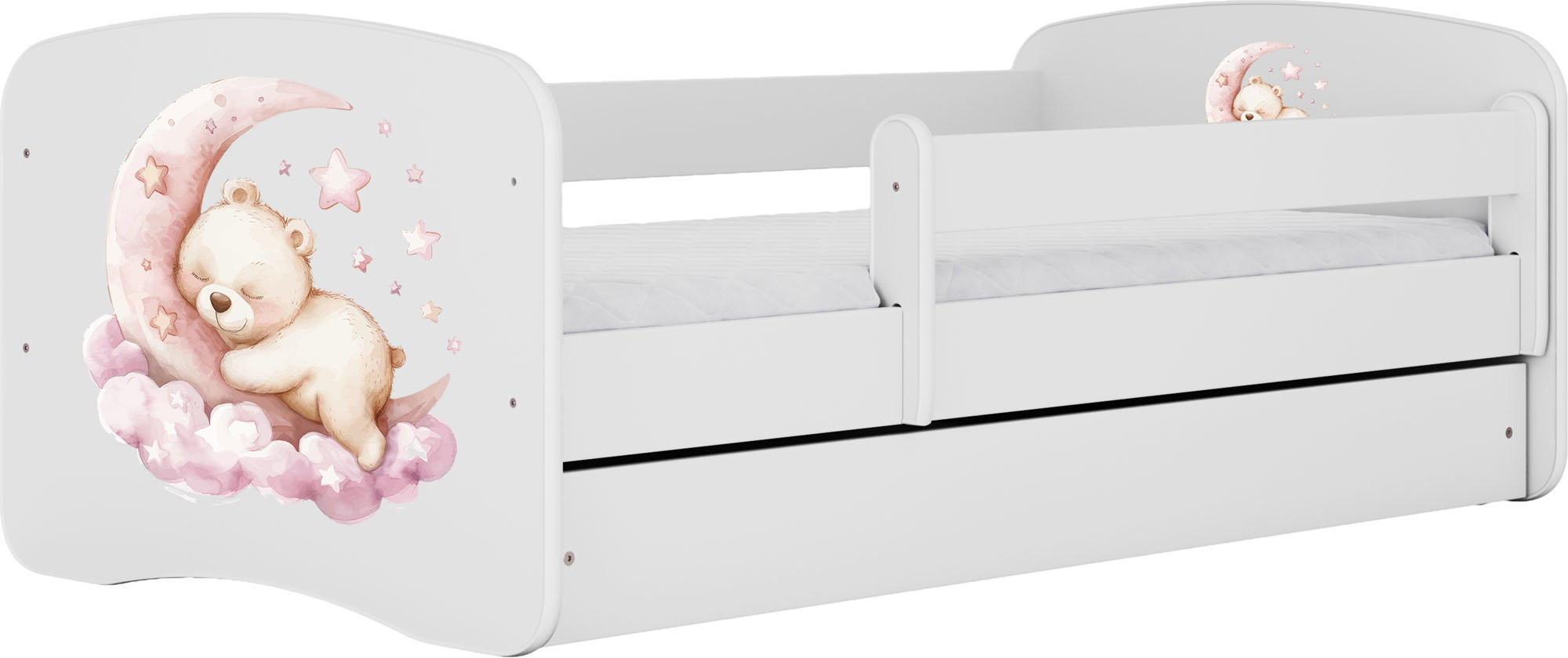 KINDERBETT Emily mit Schublade und Matratze, Weiß 80x180 cm - Roségold/Weiß, Holzwerkstoff (180/80cm) - WFL GROUP