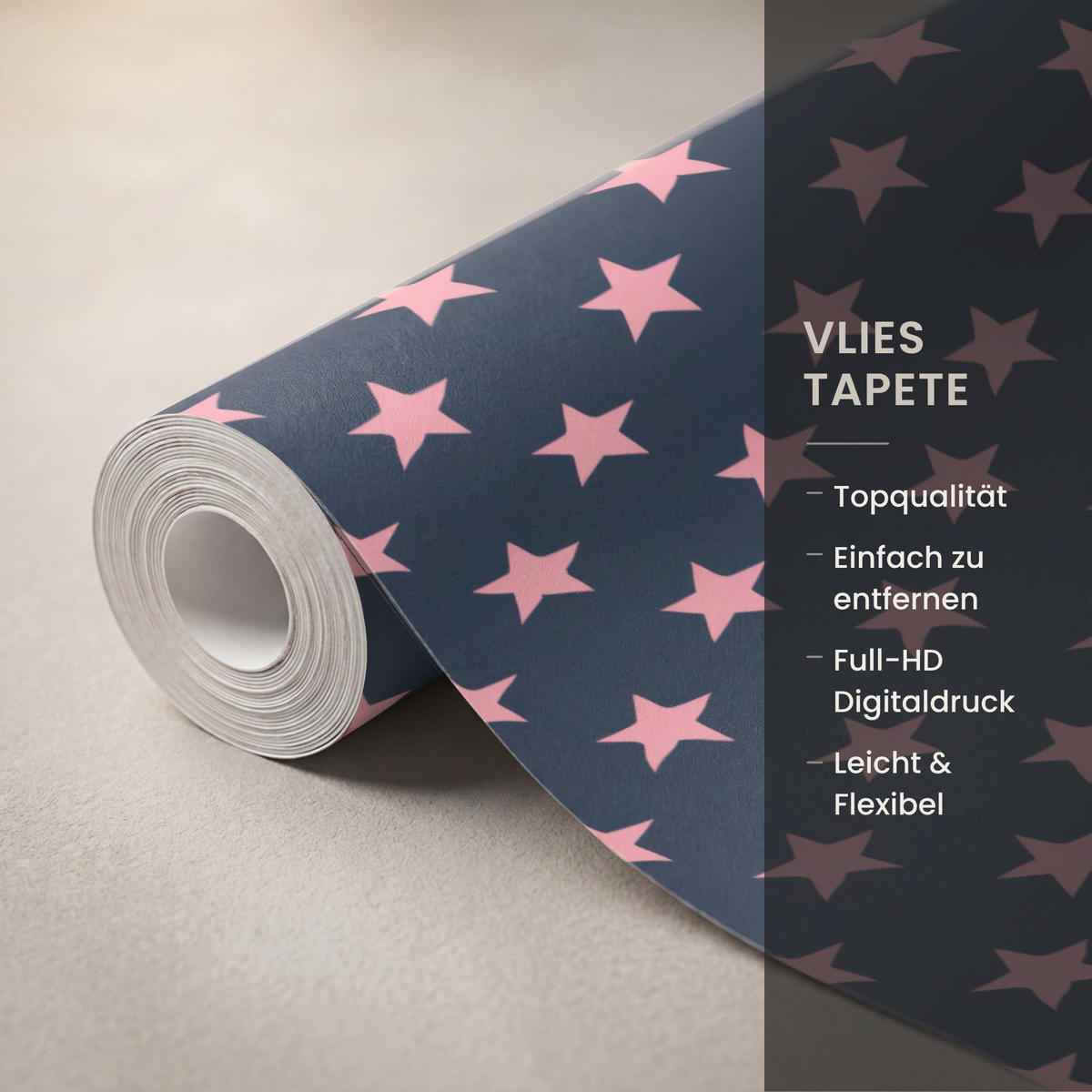 KINDERTAPETE - Muster - Sterne - Rosa - 200x300 cm - Anthrazit, Papier (200/300cm) - OnlyWow