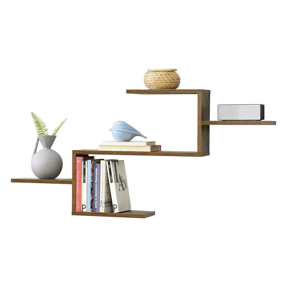 WANDREGAL Flekkefjord - Dunkelbraun, Holzwerkstoff (104/49.5/14.5cm) - [en.casa]