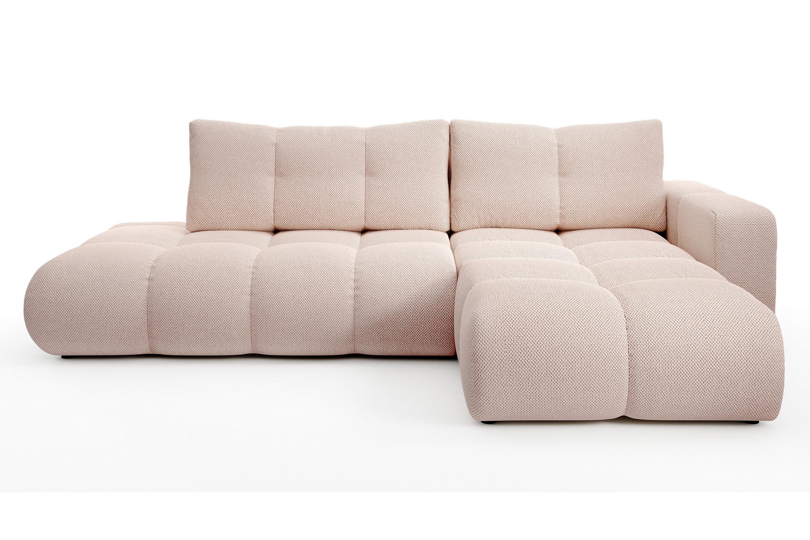 ECKSOFA L Form Hosio Hellcreme-Rosa 286/177/88 cm Rechts mit Schlaffunktion - Pink/Schwarz, Kunststoff/Textil (286/177cm) - AX Living
