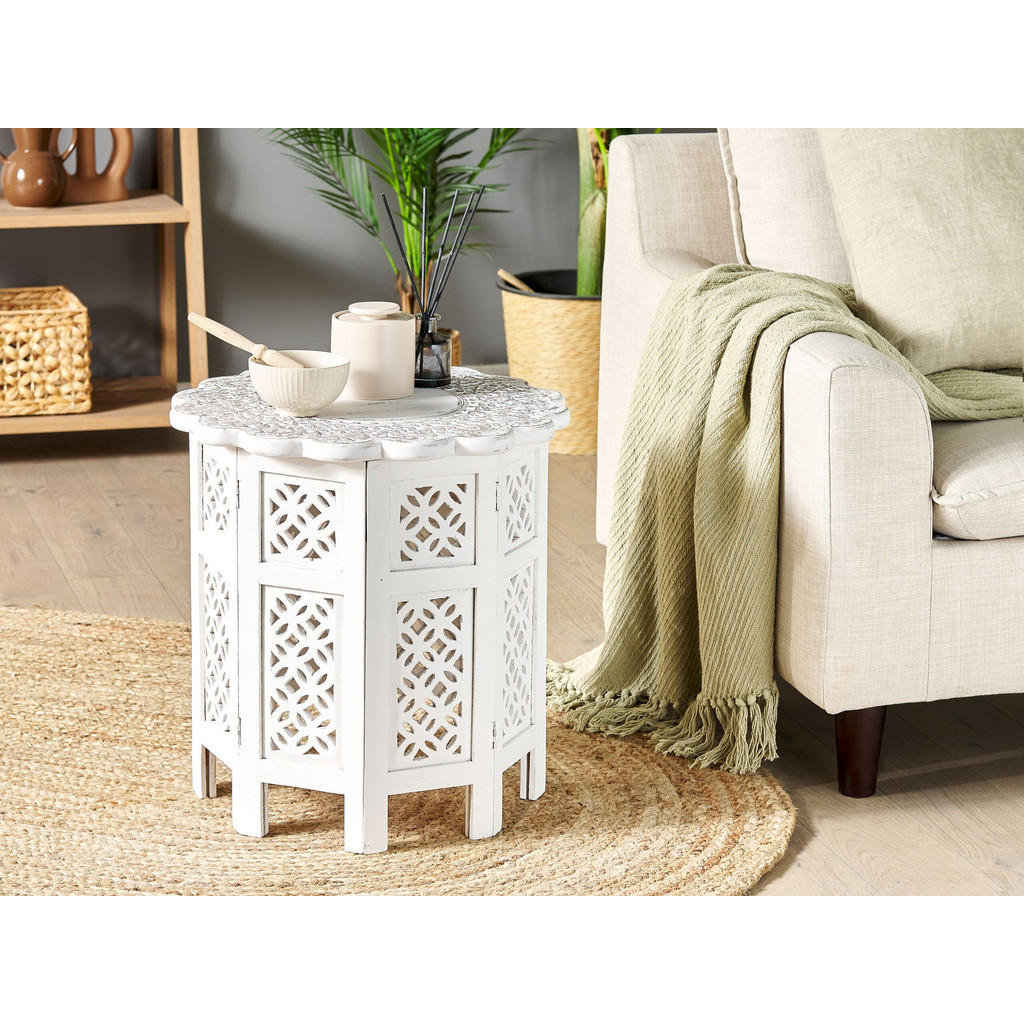 Thumbnail - Beliani Beistelltisch, Weiß, Grau, Hellbraun, Holz, Freiform, 44x46x44 cm, Wohnzimmer, Wohnzimmertische, Beistelltische