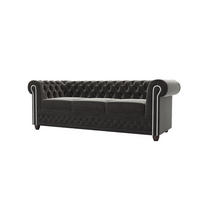 CHESTERFIELD-SOFA 3-Sitzer mit Schlaffunktion Nyx Schwarz Samt - Schwarz/Braun, Holz/Textil (203/28/86cm) - S-Style Möbel