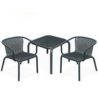 GARTEN ESSGRUPPE FICCARI, Gartenmöbel-Set 3-tlg, Anthrazit - Anthrazit, Kunststoff - KONSIMO®
