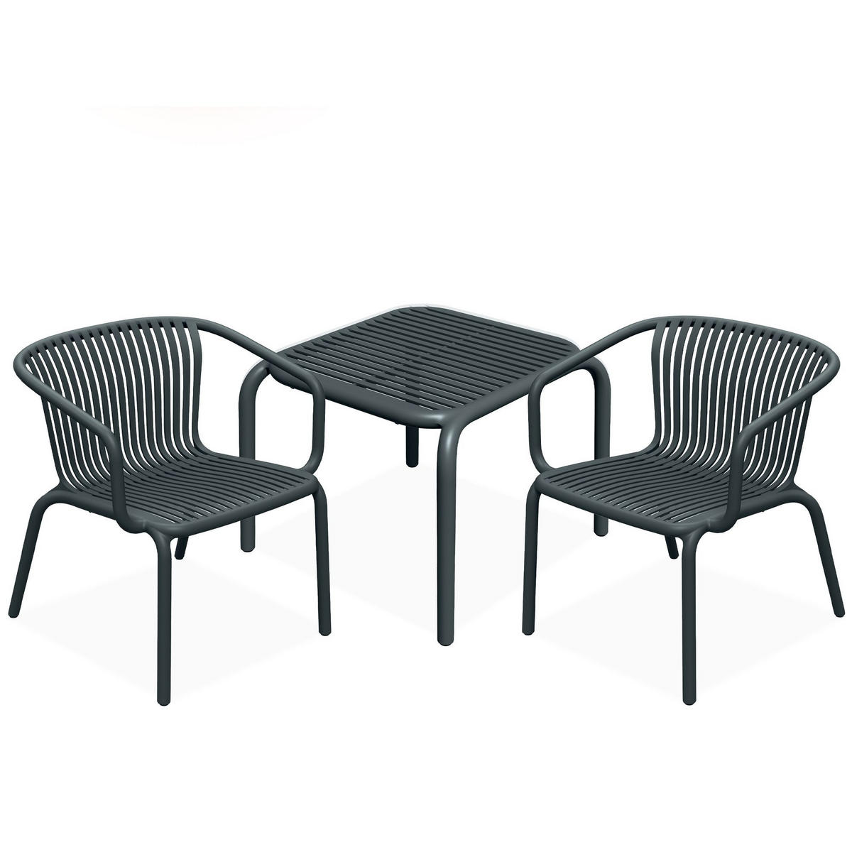 GARTEN ESSGRUPPE FICCARI, Gartenmöbel-Set 3-tlg, Anthrazit - Anthrazit, Kunststoff - KONSIMO®