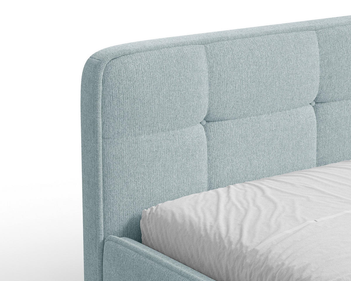 POLSTERBETT 17 140 x 200 cm – Aragon – Bett mit Federmechanismus und Stauraum - Blau, Holz (140/200cm) - ROYAL24_MARKT