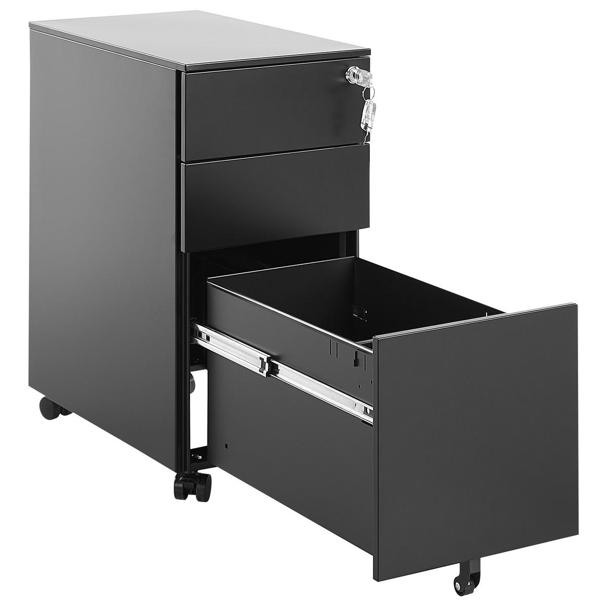 AKTENSCHRANK schwarz Bolsena - Schwarz, Metall (30/60/50cm) - Beliani