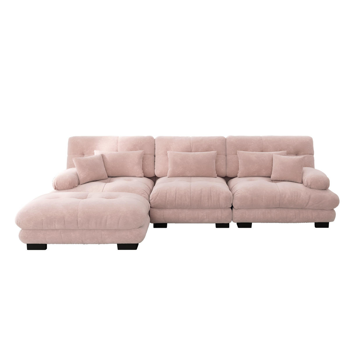 ECKSOFA 313/145/81 cm pink aus Chenille mit modularem Design und Ottomanen - Pink, Textil (145/313cm) - OKWISH