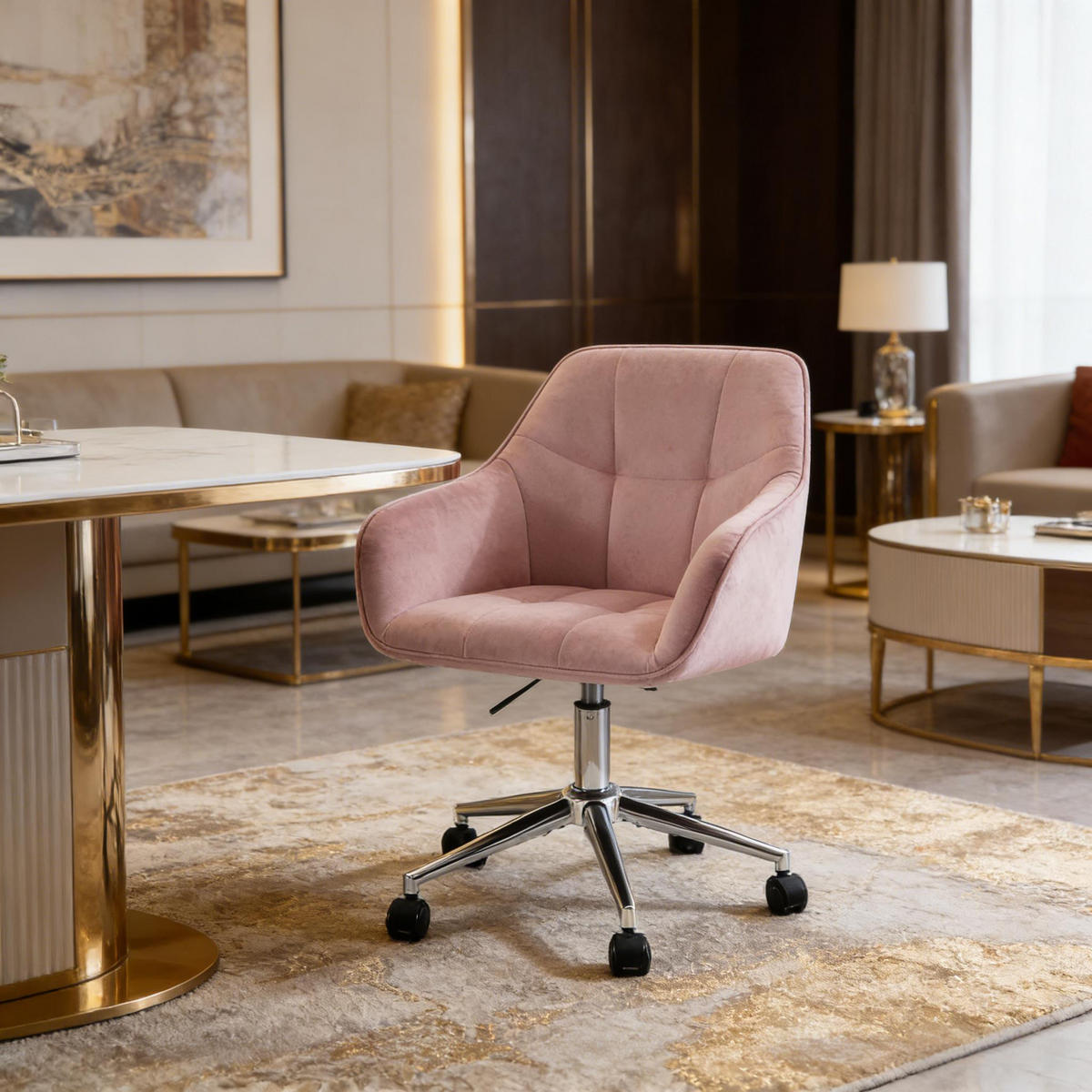 BÜROSTUHL Pink 61/40,5/40 cm - Pink, Metall (61/40/40.5cm) - PANGIVO