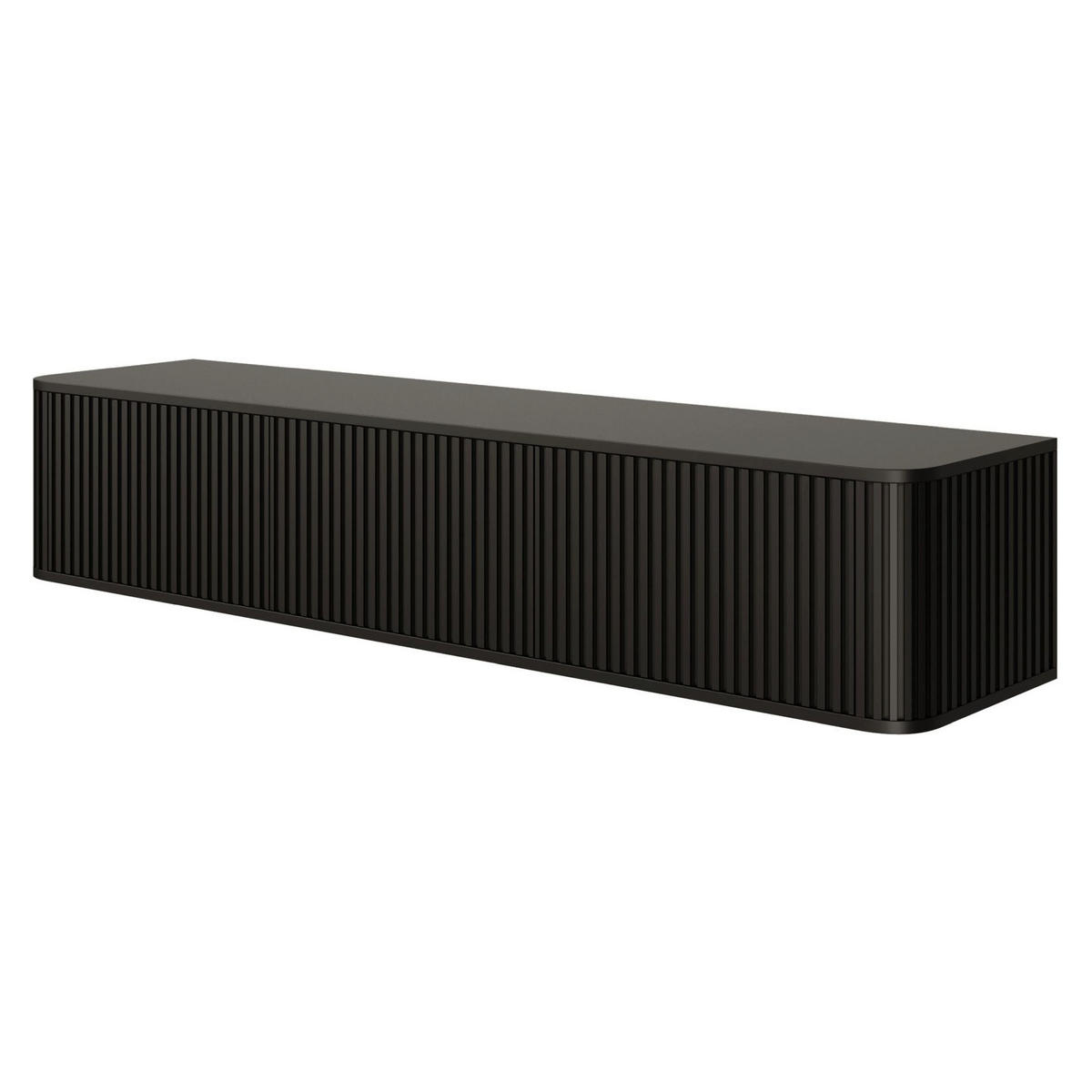 TV-HÄNGEBOARD Ovarlo Schwarz mit geriffelten Fronten 163/49/38 cm - Schwarz, Holzwerkstoff (163.2/31.2/38cm) - Selsey
