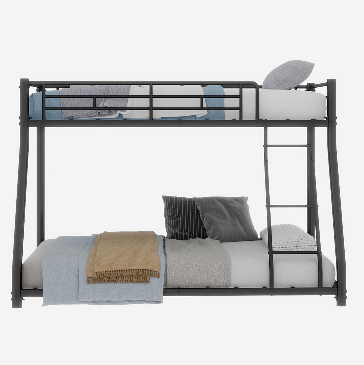 ETAGENBETT 140/180 cm schwarz aus Eisen mit Leiter - Schwarz, Metall (140/200cm) - OKWISH