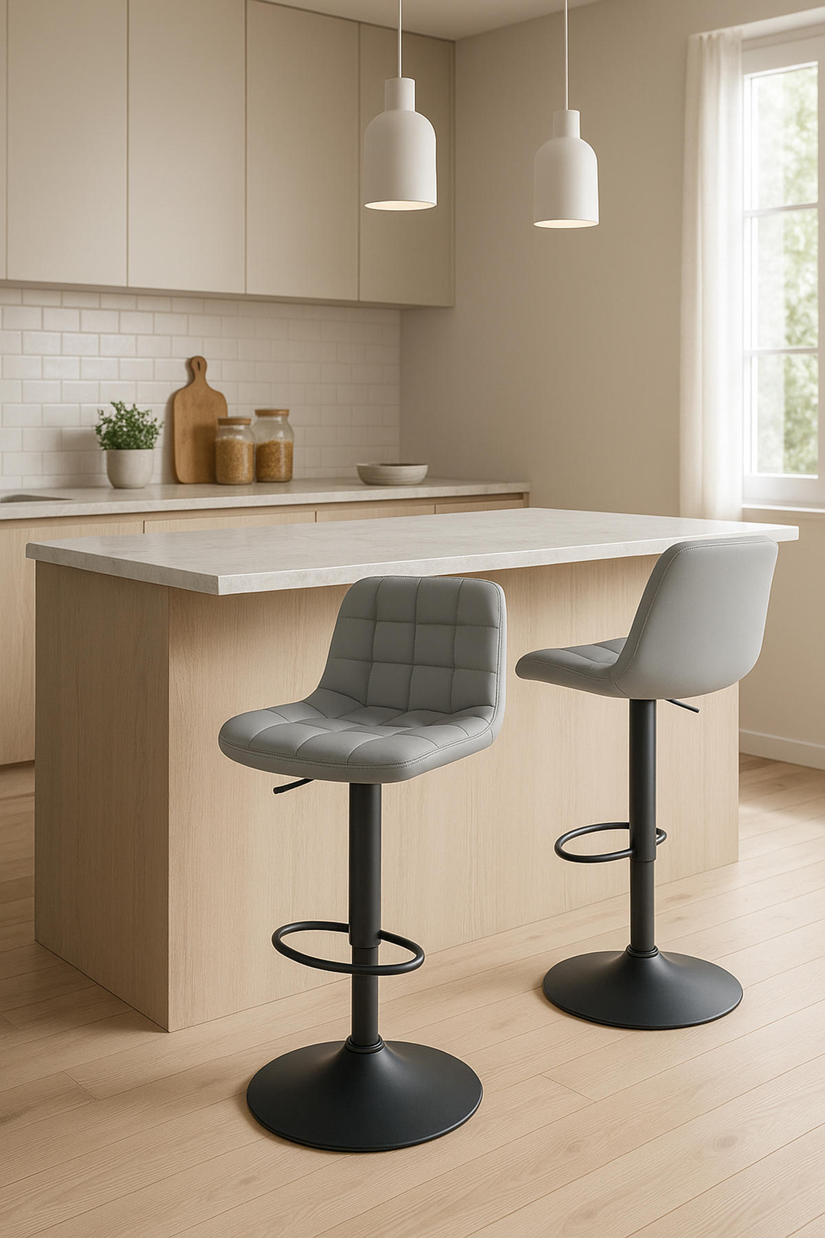 BARHOCKER Tower Kunstleder grau - Schwarz/Grau, Kunststoff/Metall (48/105/54cm) - TPFLiving