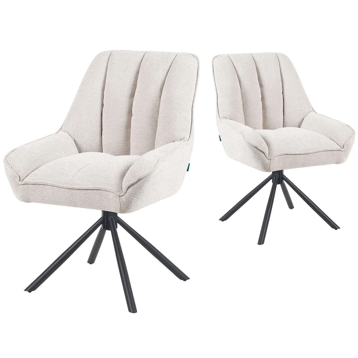 DREHSTUHL Mika-Mira 2er-Set - Creme/Schwarz, Textil/Metall (60/88/68cm) - DUBI Möbel