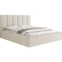 POLSTERBETT Amira mit Bettkasten, Creme Boucle 160x200 cm - Birkefarben/Schwarz, Holz/Holzwerkstoff (160/200cm) - WFL GROUP