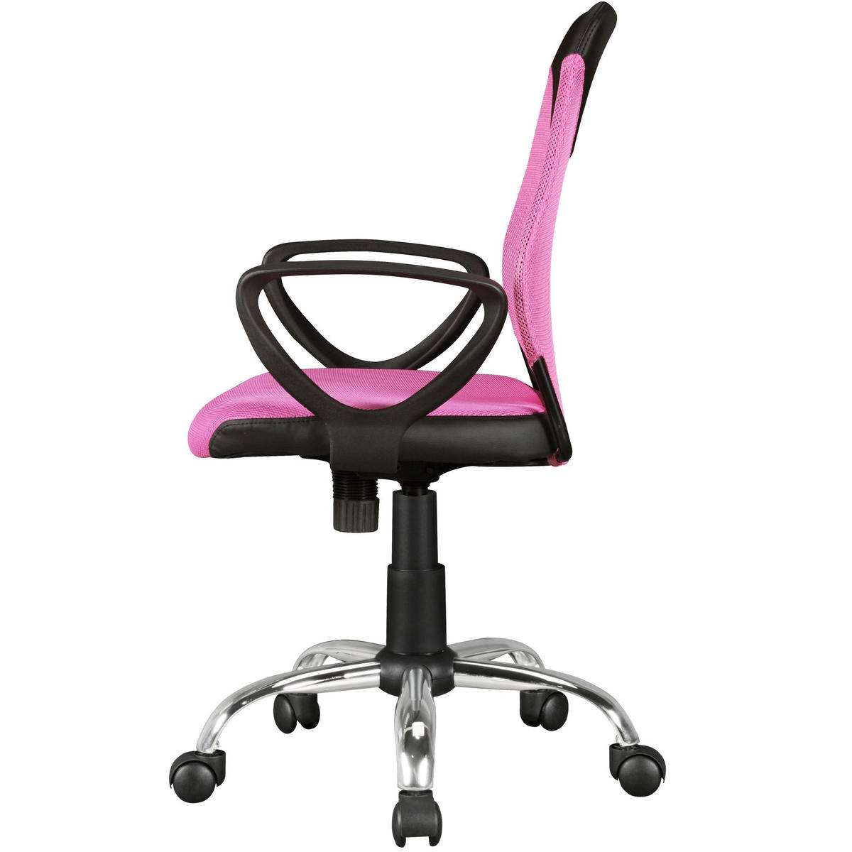 JUGENDDREHSTUHL Nylon Ergonomisch Höhenverstellbar DAVOS, Rosa 60x60x101 cm - Silberfarben/Schwarz, Textil/Metall (60/101/60cm) - KADIMA DESIGN