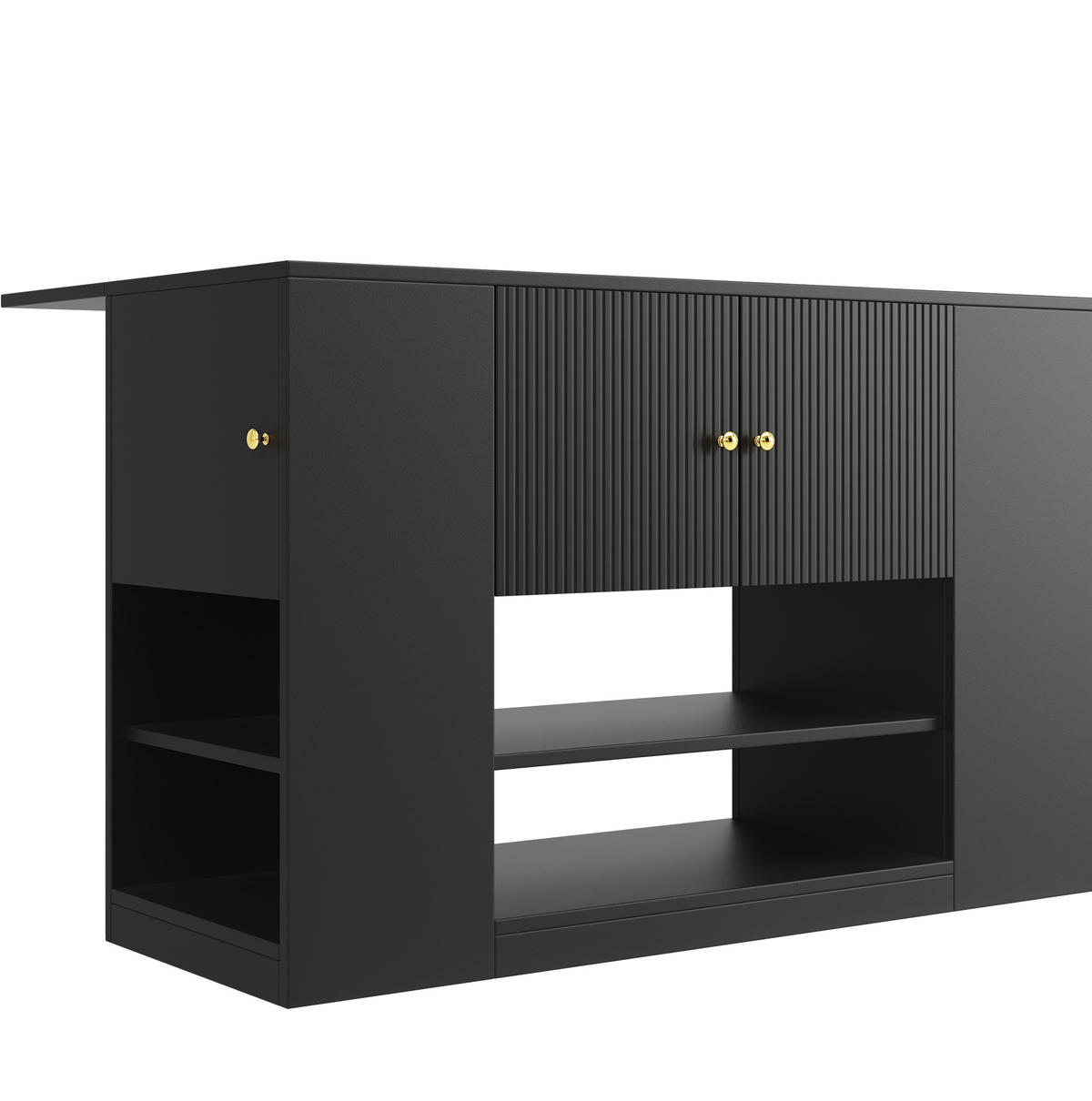 KÜCHENINSEL mit Klapptisch 140 x 40 x 90 cm Schwarz MDF - Schwarz, Holz (40/90/140cm) - Beauniv