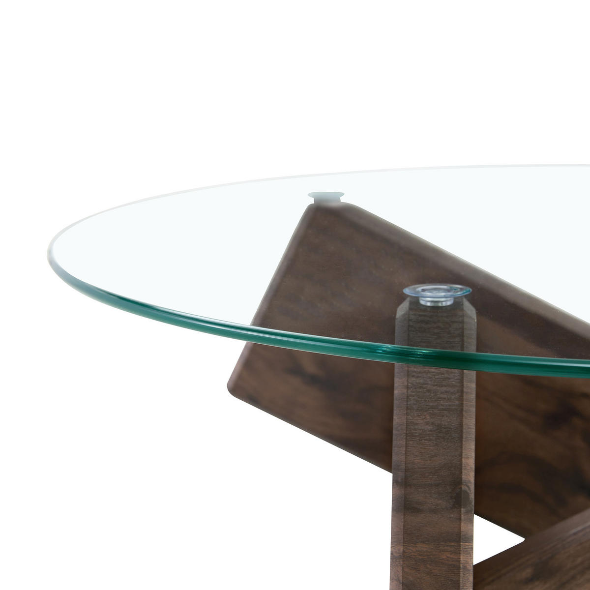 COUCHTISCH in Walnussfarbe Wohnzimmertisch mit Kreativer kreuzförmiger Holzrahmen für Wohnzimmer, B79/T79/H45 cm - Transparent/Walnussfarben, Glas/Holzwerkstoff (79/79/45cm) - STILVORA