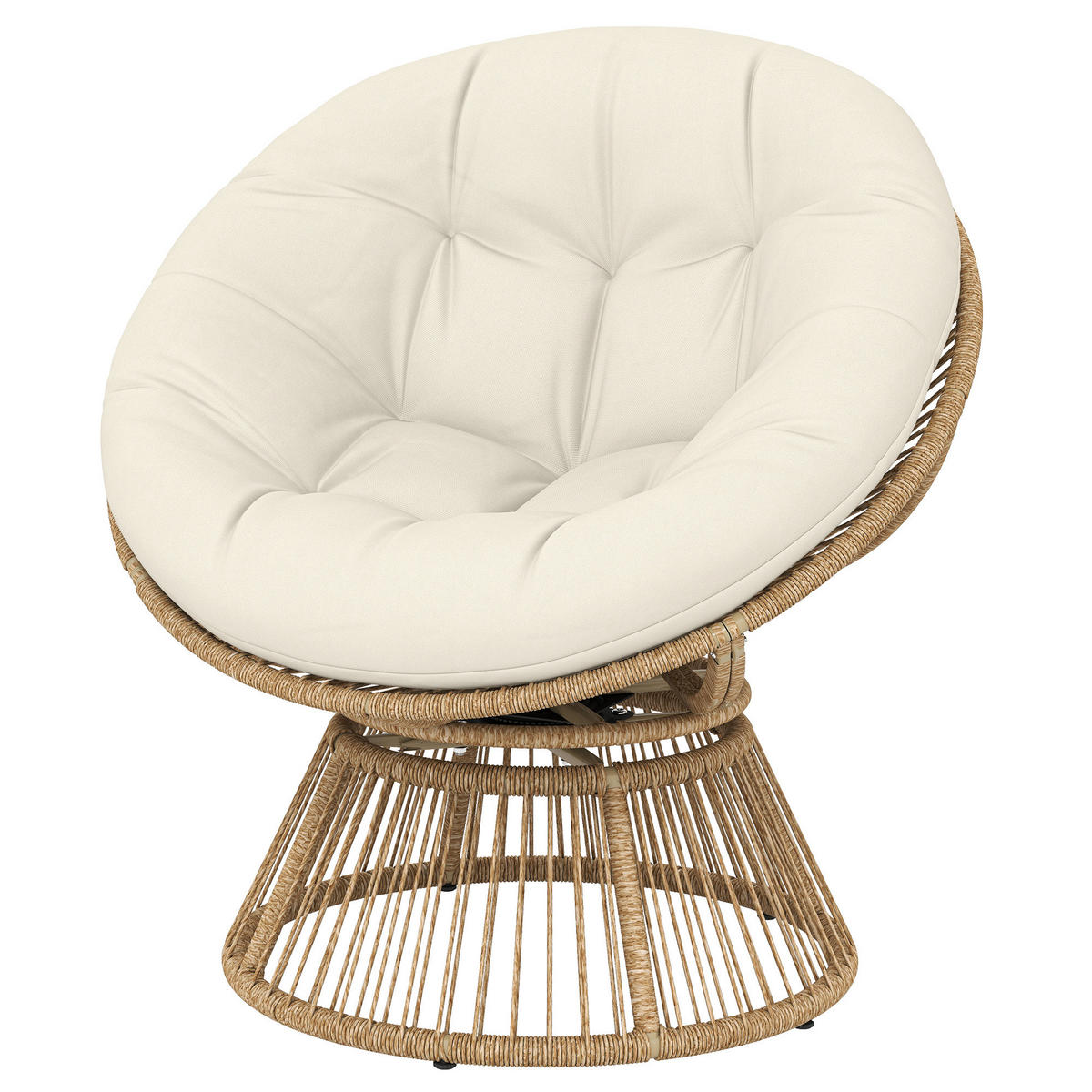GARTEN-RELAXSESSEL DE-13693 360° drehbar mit 12 cm Polster Natur - Creme, Metall (81/87/93cm) - ComfortXL