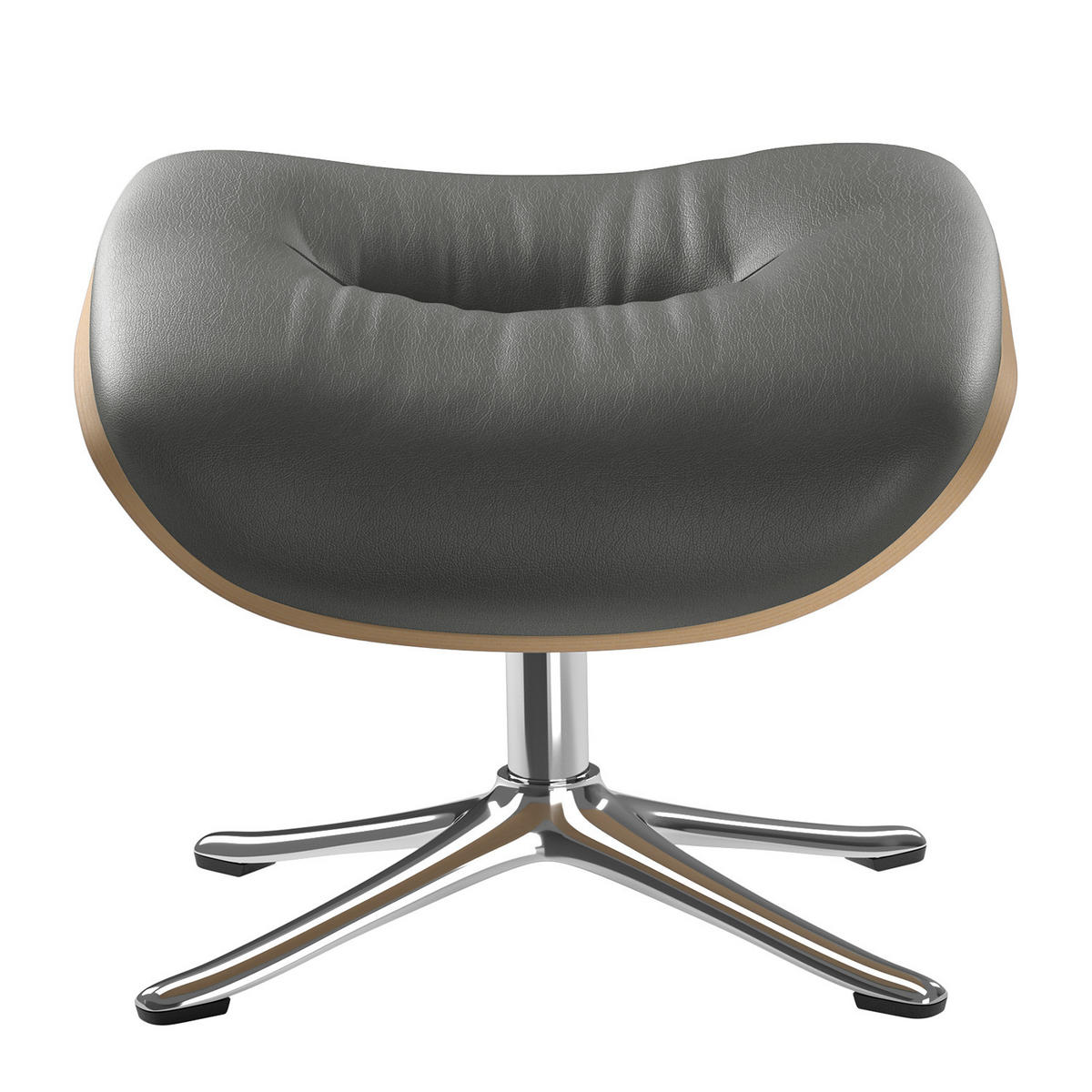 POLSTERHOCKER - Chromfarben/Grau, Leder/Metall (44/39/42cm) - home24