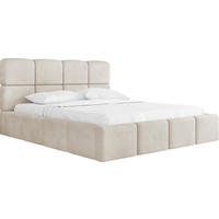 POLSTERBETT Tivio mit Bettkasten, Creme Samt 140x200 cm - Birkefarben/Creme, Holzwerkstoff/Kunststoff (140/200cm) - WFL GROUP