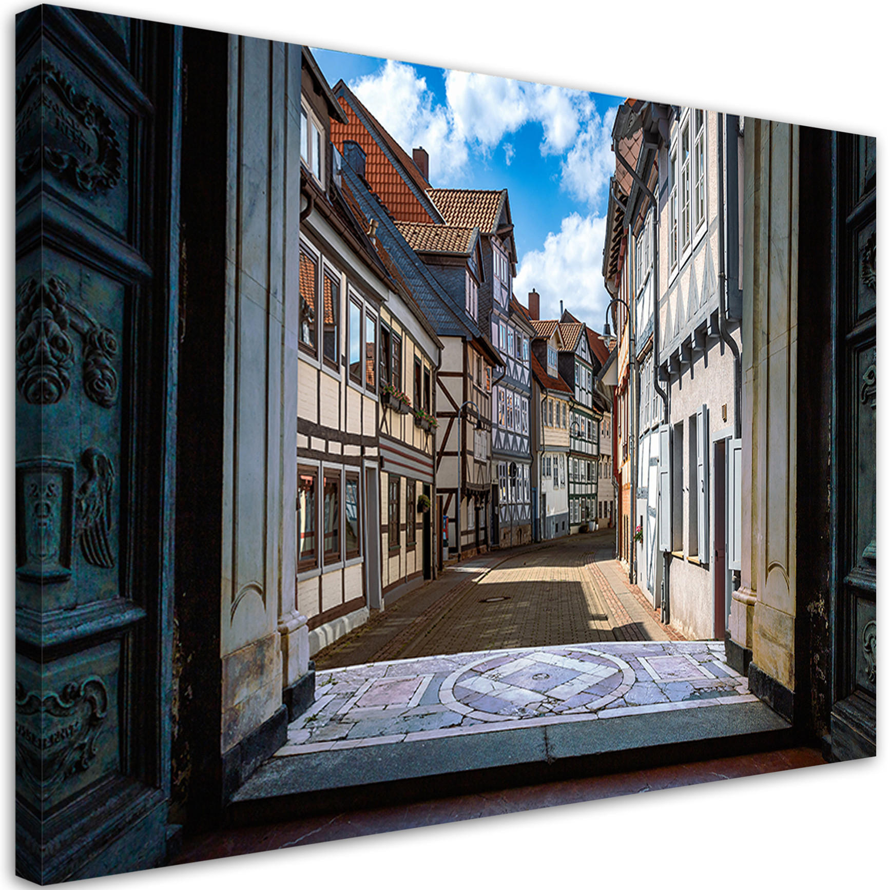 WANDBILD stadtansicht architektur gebäude - Beige, Textil (60/40cm) - Feeby