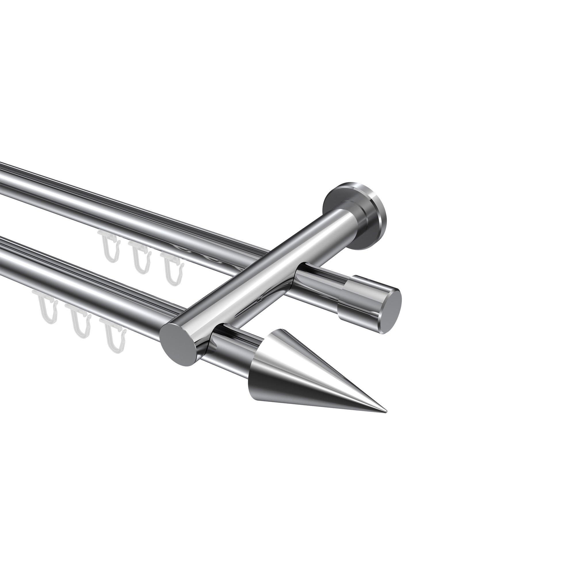 INNENLAUF-GARDINENSTANGEN-SET Platon Savio 520 cm (geteilt in 4 x 130 cm), 2-läufig, 20 mm Ø Chrom - Chromfarben, Metall (520cm) - INTERDECO