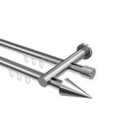 INNENLAUF-GARDINENSTANGEN-SET Platon Savio 260 cm (geteilt in 2 x 130 cm), 2-läufig, 20 mm Ø Chrom - Chromfarben, Metall (260cm) - INTERDECO