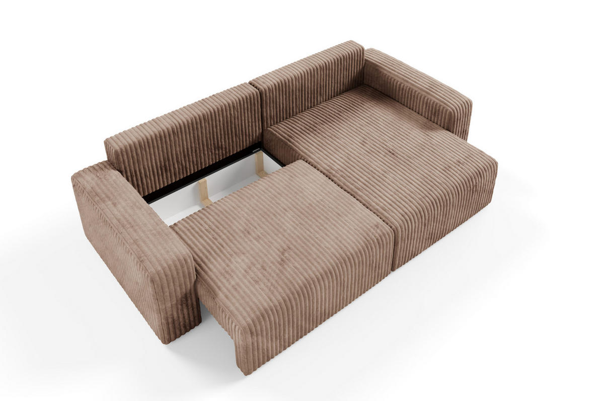 ECKSOFA mit Schlaffunktion Cord Brown - Braun, Textil (244/149cm) - Furnisell