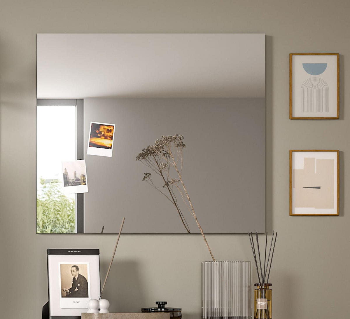 SPIEGEL SALSA (B/H/T: ca. 60/192/37 cm) in Rauchsilber Nachbildung/weiß hochglanz - Silberfarben, Holzwerkstoff (60/192/37cm)