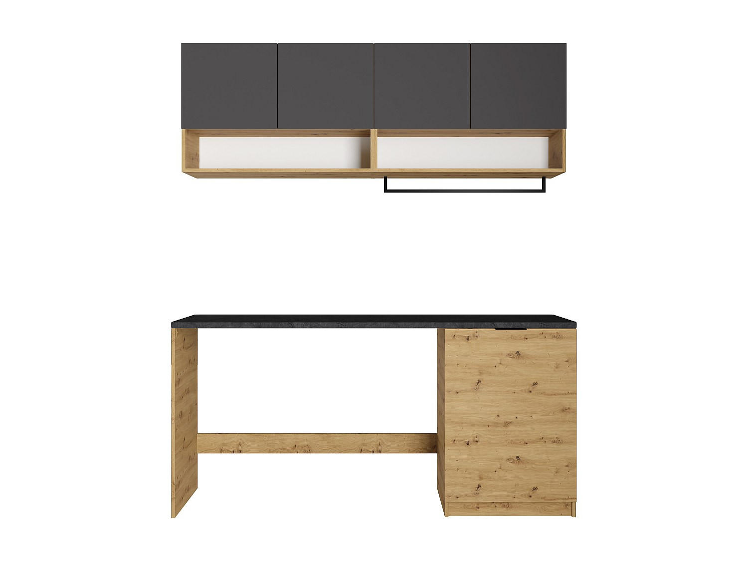 WASCHMASCHINENMÖBEL - 182 cm x 60 cm - Holz, Platte - Anthrazitgrau, Naturfarben Hell - NATAJI - Anthrazit/Naturfarben, Holz (182/88/60cm) - Vente-Unique
