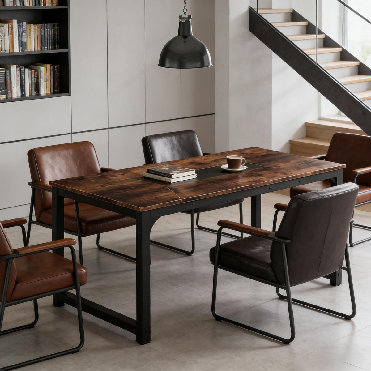 ESSTISCH Rustikalbraun 180/90/77 cm - Schwarz, Holz (90/180/77cm) - PANGIVO
