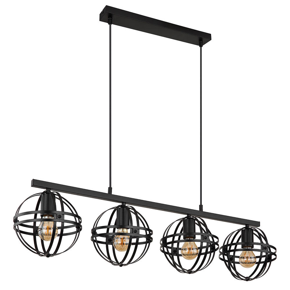 LED HÄNGELEUCHTE Metall Schwarz 4 Flammig - Schwarz, Metall (95/20/120cm) - Globo Lighting