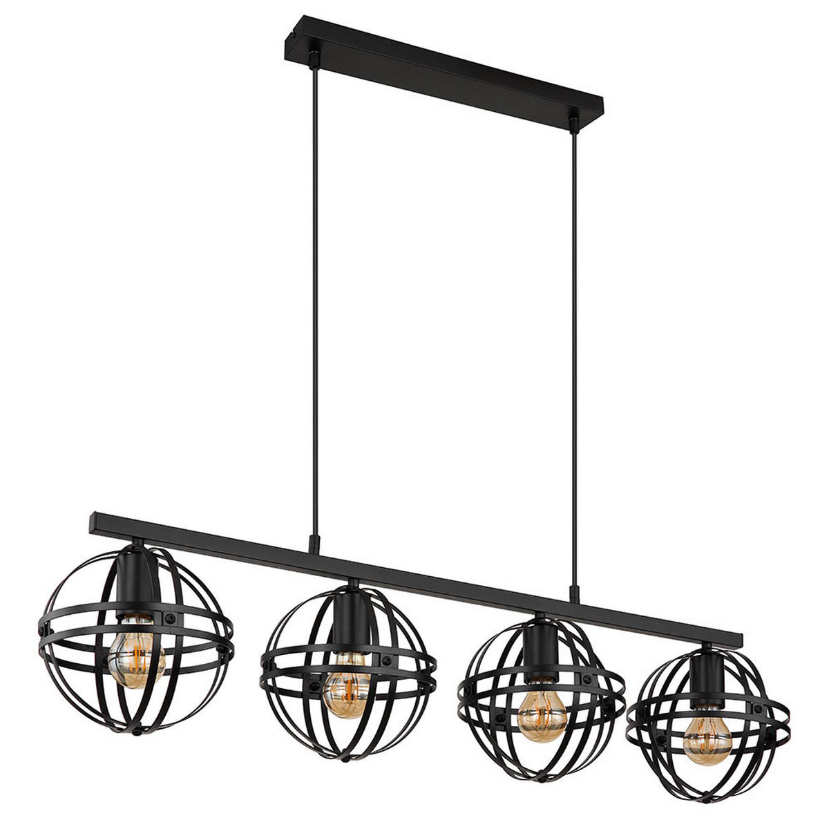 LED HÄNGELEUCHTE Metall Schwarz 4 Flammig - Schwarz, Metall (95/20/120cm) - Globo Lighting