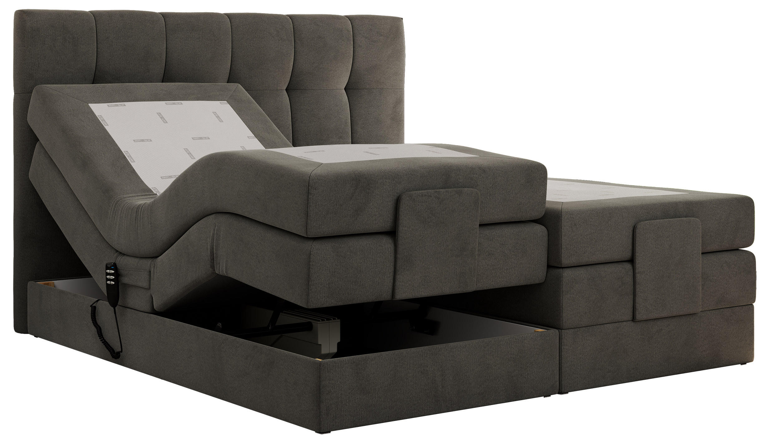 BOXBETT VITTORIA 140/200 - Dunkelgrau Velvet - H3 - Dunkelgrau, Holz/Textil (140/200cm) - MKS