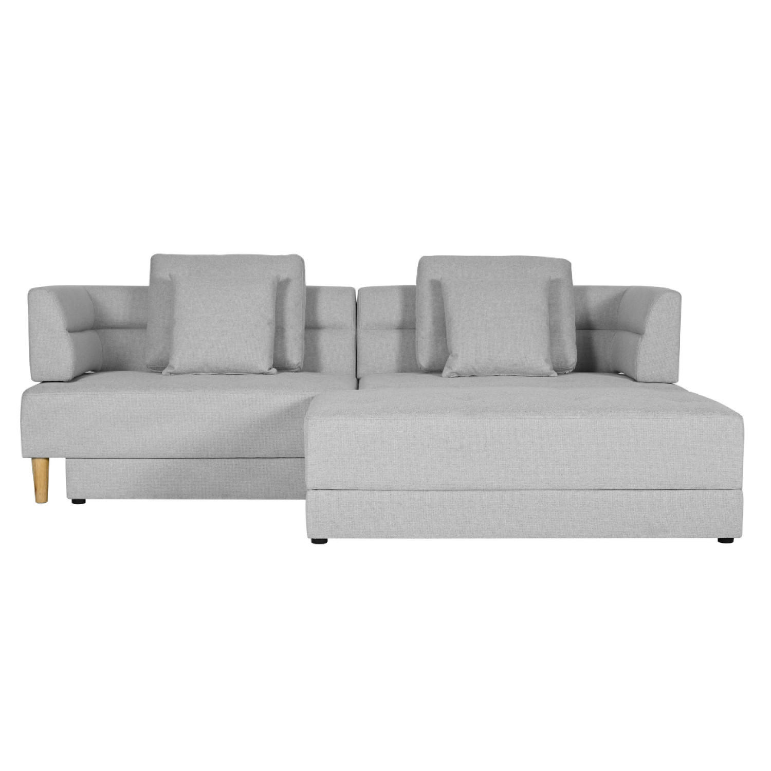 SOFA berga grau 4-sitzer stoff - Grau, Holz (260/75/145cm) - Concept Usine