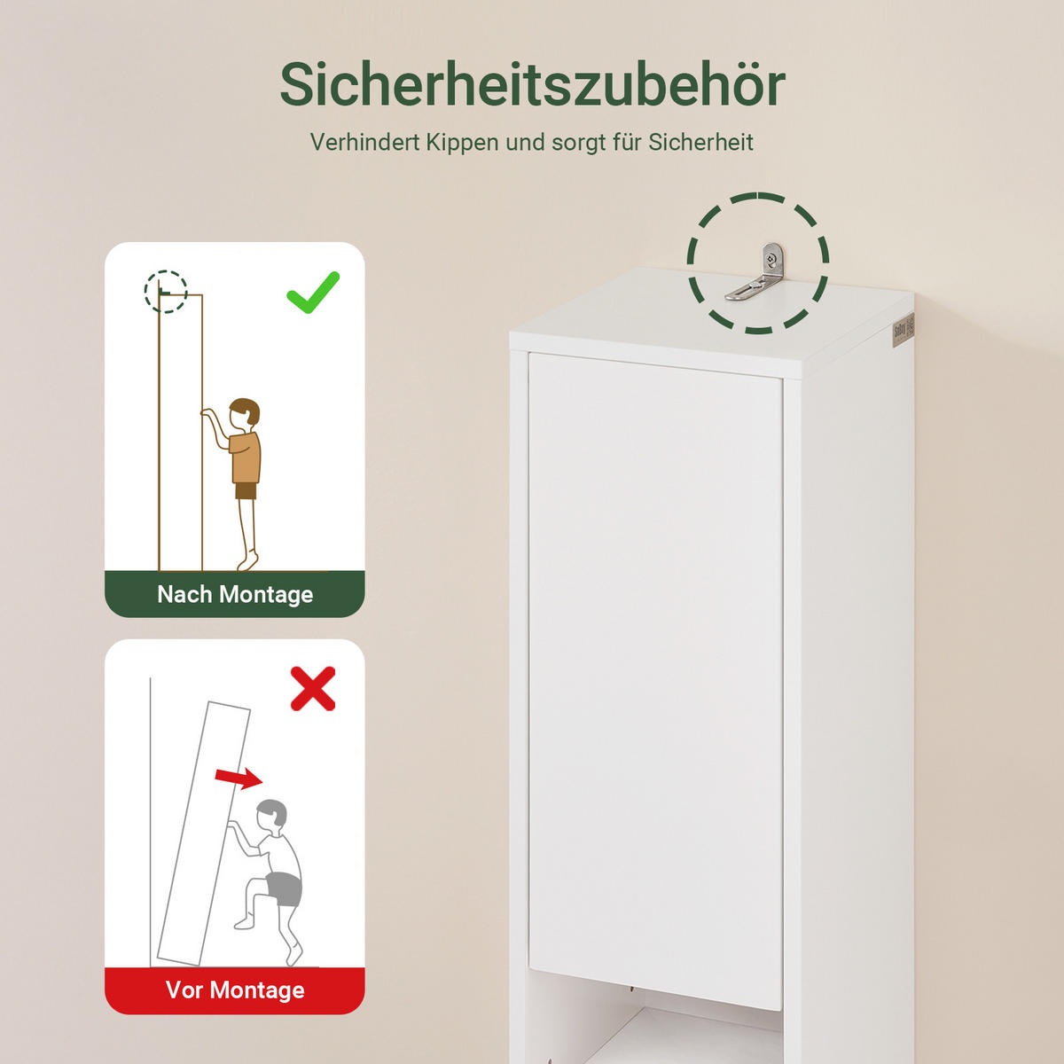 HOCHSCHRANK Schmal, Weiß, 20x180x20cm - Weiß, Holzwerkstoff (20/180/20cm) - SoBuy