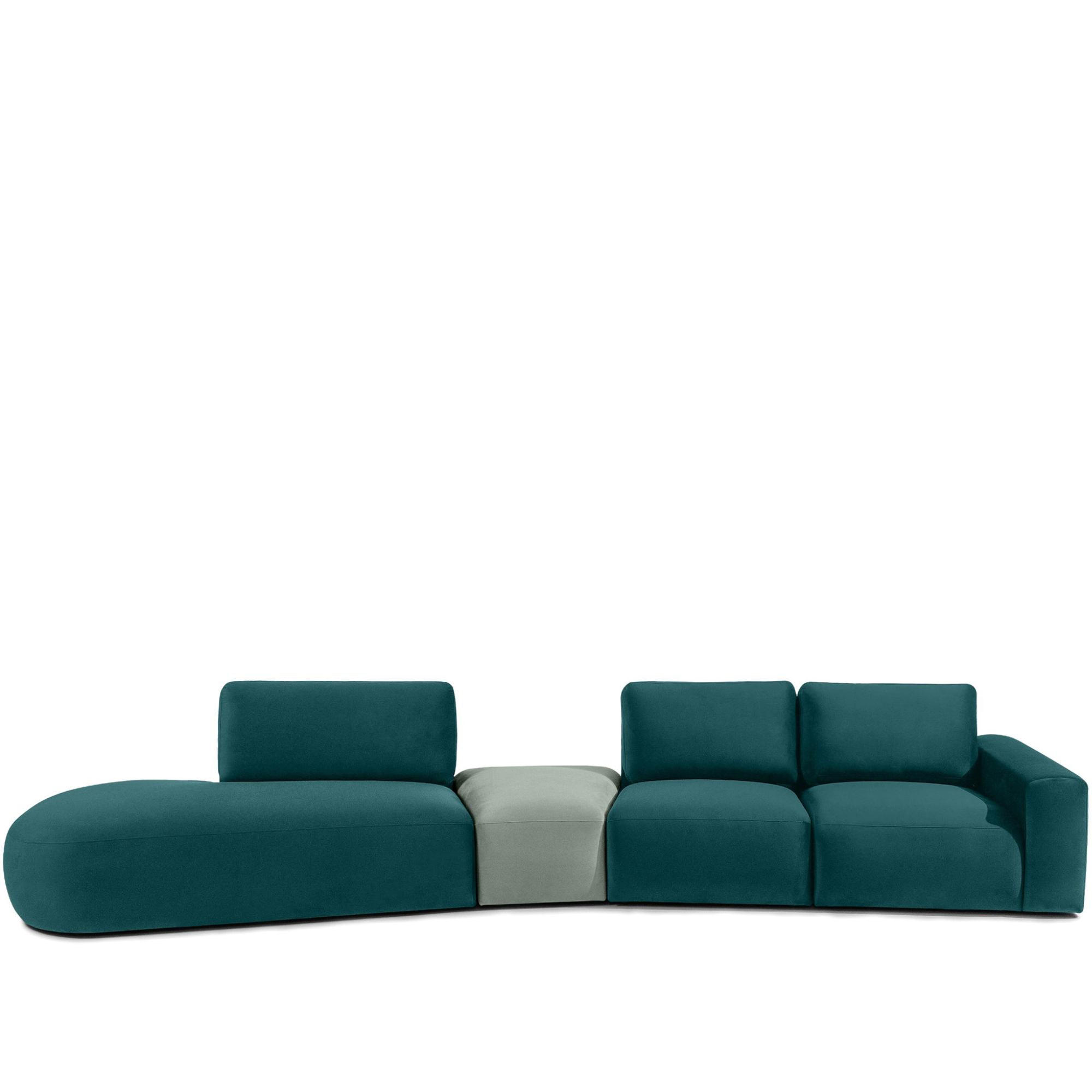 5-SITZER ECKSOFA ZUCCO Velour links, Mint - Mintgrün, Textil (430/84/105cm) - KONSIMO®