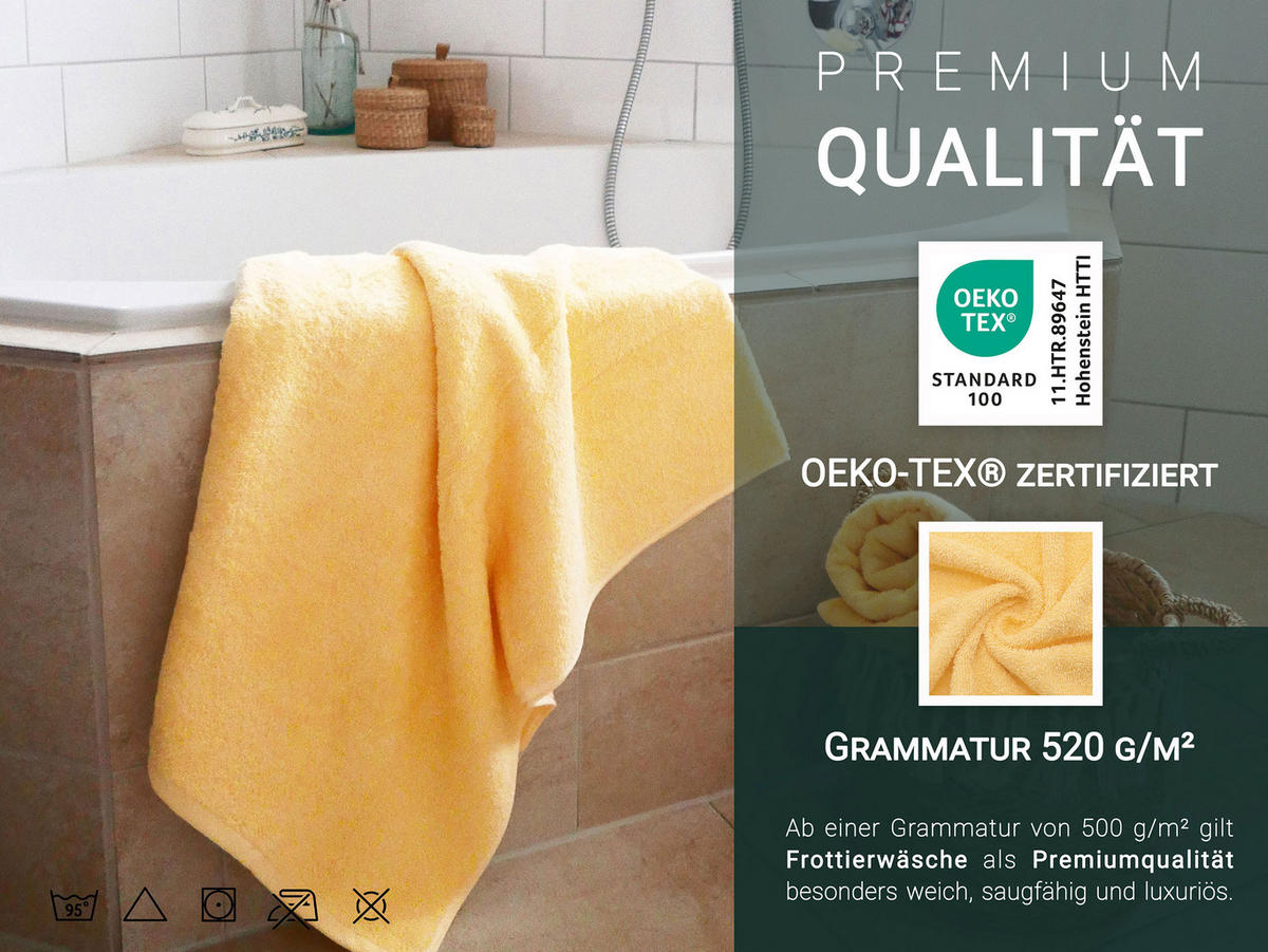 DUSCHTÜCHER, 3er-Set, 70x140 cm, 100% Baumwolle, Gelb - Gelb, Textil (70/140cm) - Zollner