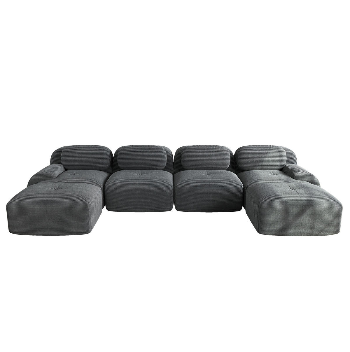 ECKSOFA modular rahmenlos Cordstoff Grey 4-tlg. - Grau, Kunststoff (178/75/388.1cm) - Meubliv