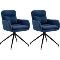 ESSZIMMERSTUHL 2er Set Stoff Blau - Blau, Textil/Metall (57/83/62cm) - CLP