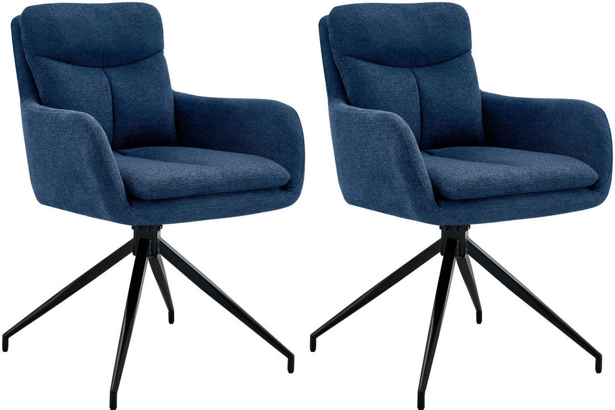 ESSZIMMERSTUHL 2er Set Stoff Blau - Blau, Textil/Metall (57/83/62cm) - CLP