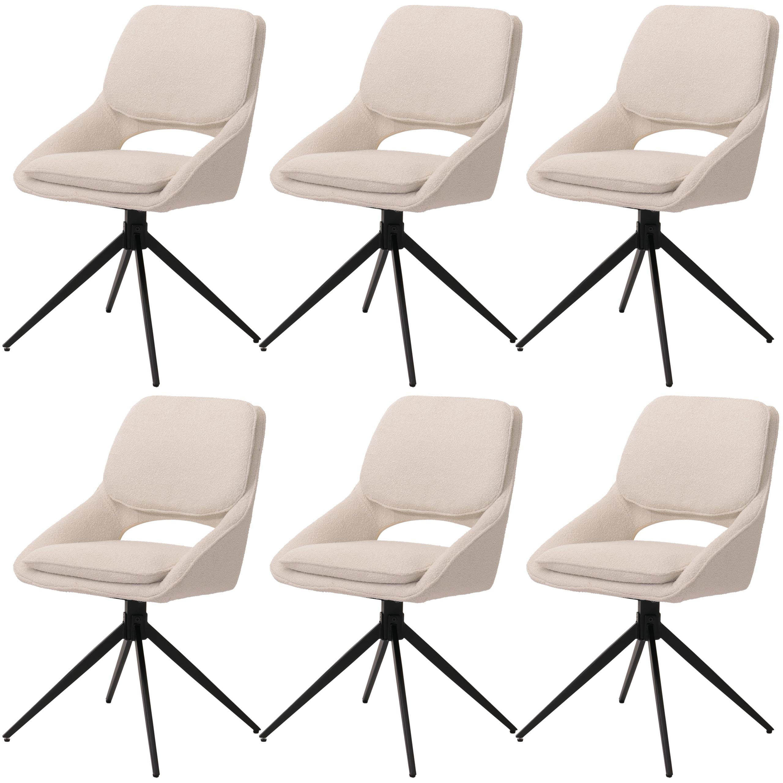 ESSZIMMERSTUHL Creme Weiß 6er-Set - Weiß, Textil (55/87/55cm) - MCW