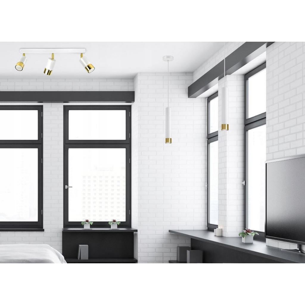 Thumbnail - kiki design Deckenleuchte, Weiß, Gold, Weiß Hochglanz, Metall, 50x18x8 cm, Lampen & Leuchten, Innenbeleuchtung, Deckenle...