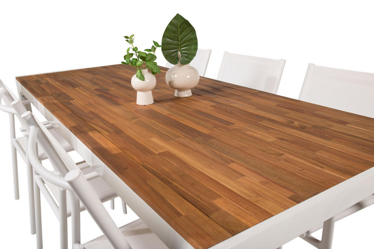 GARTENTISCHGRUPPE Weiß - Weiß, Holzwerkstoff - ebuy24