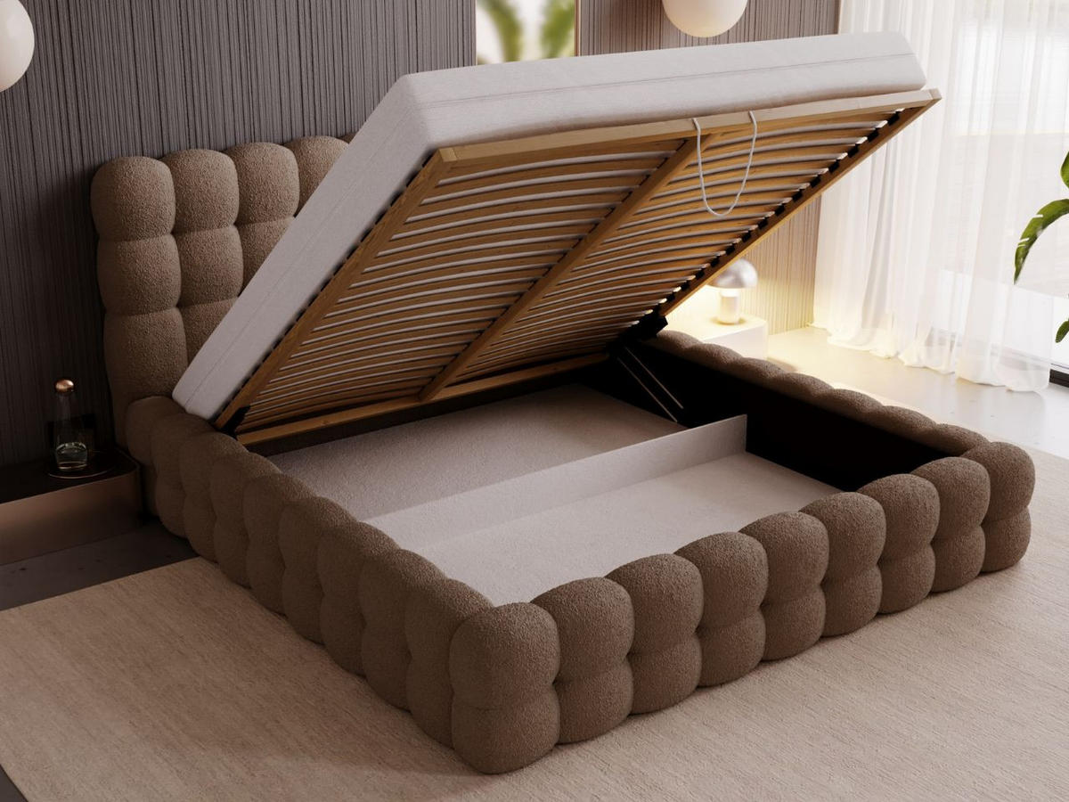 POLSTERBETT Twist 200x200 Braun - Naturfarben/Braun, Holz/Kunststoff (200/200cm) - Graingold